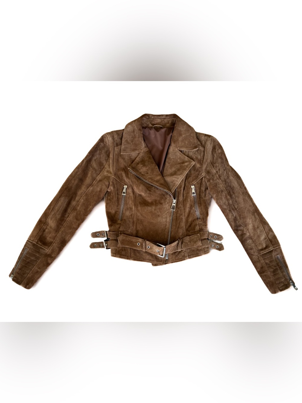 Suede Biker Jacket | Burnt Tobacco Brown